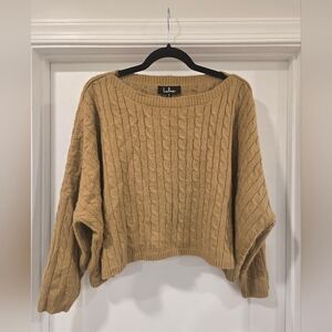 Lulu's Camel Cable Knit Sweater